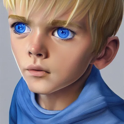 Image similar to a detailed portrait of a blonde boy with blue eyes, digital concept art illustration, incredibly detailed and realistic, 8 k, sharp focus