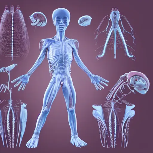 Image similar to 3d scientific illustration of medical research on alien anatomy