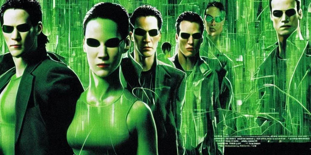 Image similar to colorful green scene from The Matrix (1999) by Markus Vogt exquisitely detailed, 4k ultra