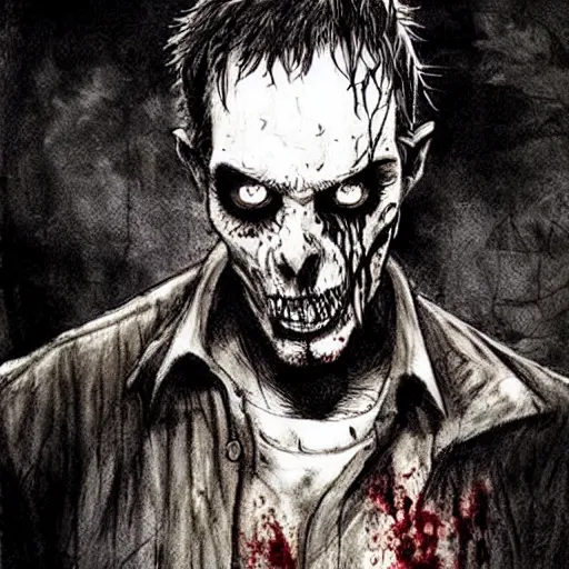 Prompt: zombie from the walking dead drawn by ben templesmith