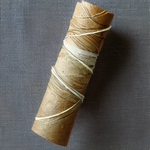 Prompt: artisan, handmade trinket, made from simple rolled paper