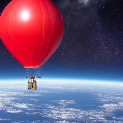 Image similar to hot air baloon in space. universe in the background