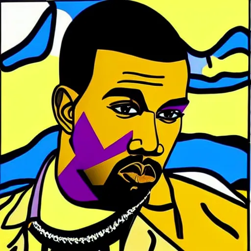 Prompt: Kanye West by Roy Lichtenstein