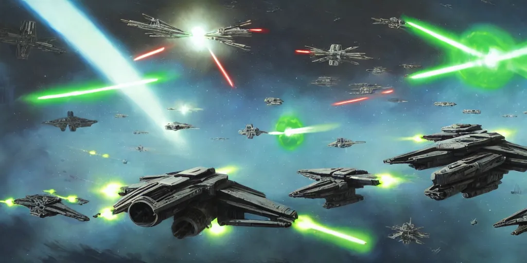 star wars space battle in outer space : swarm of small