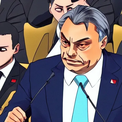 Image similar to Viktor Orban Anime