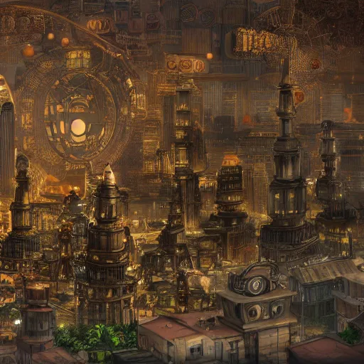 Image similar to A huge steampunk city. 8k.