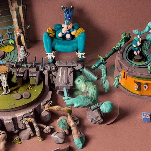 Image similar to the war between worlds extremely detailed claymation art