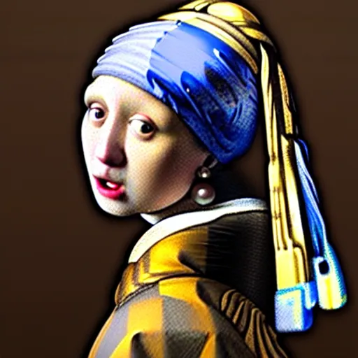 Image similar to girl with a pearl earring blowing a bubble by Vermeer,trending on artstation, highly detailed