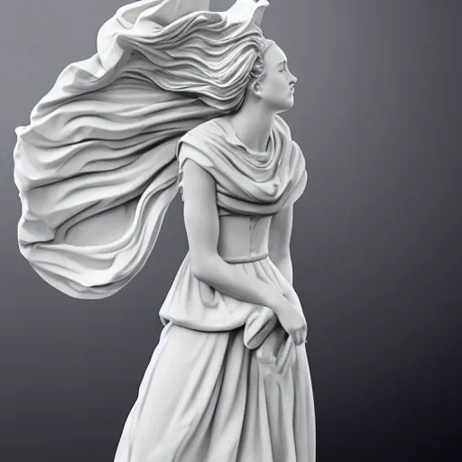 Image similar to a statue of a woman in a white dress, a marble sculpture by luca della robbia, featured on zbrush central, new sculpture, marble sculpture, made of plastic, ambient occlusion