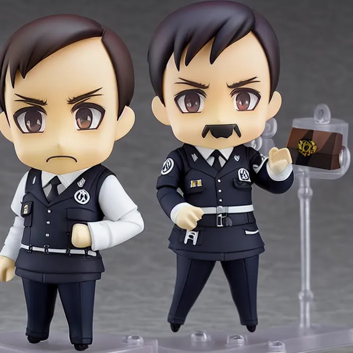 Image similar to An anime Nendoroid of Adolf Hitler with his adolf hitler moustache, figurine, detailed product photo