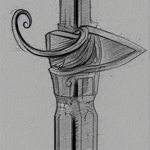 Image similar to detailed engineer sketch of a dagger, leonardo da vinci style