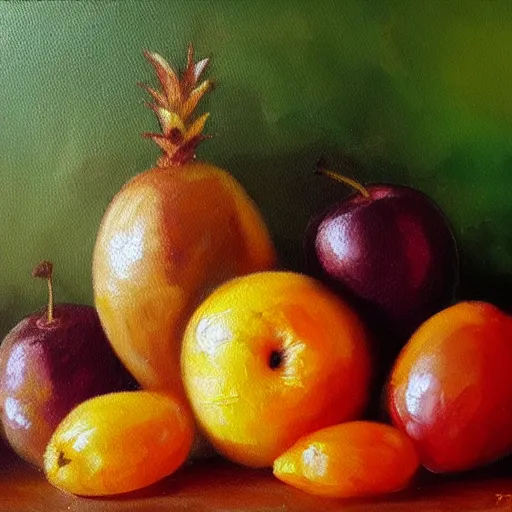 Prompt: high quality oil painting of fruits