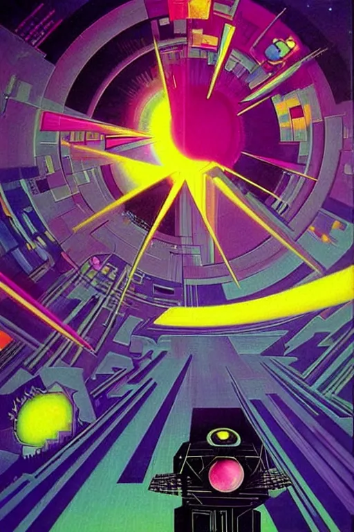 Image similar to 8 0 s art deco planets, stars, supernova, robots, led screens, droids, computers, cinematic dramatic cyberpunk textural fluid lines purple, pink, blue, green. otherworldly vaporwave interesting details fantasy lut epic composition by basquiat zdzisław beksinski james jean artgerm rutkowski moebius francis bacon gustav klimt