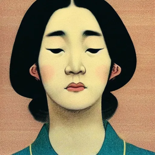 Prompt: “ charley matthew portrait by ikenaga yasunari and ayana otake and ko rakusui, 6 0 s poster, drawing, realistic, sharp focus, japanese, dreamy, nostalgia, faded, golden hues, floral clothes ”