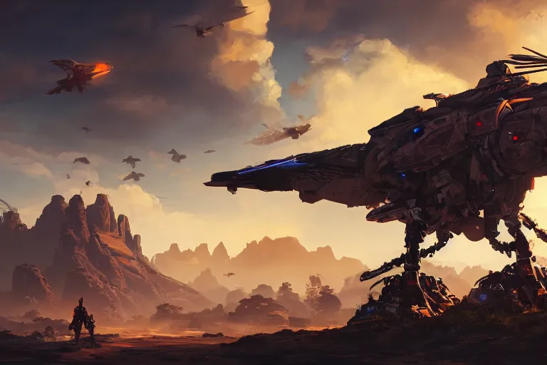 Image similar to stormbird machine mecanical creature robot of horizon forbidden west horizon zero dawn bioluminiscence global illumination ray tracing hdr fanart arstation by ian pesty and alena aenami artworks in 4 k