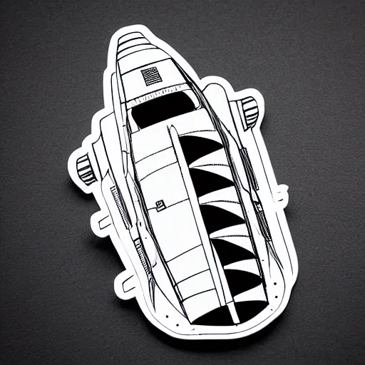 Prompt: spaceship sticker art, plain white background