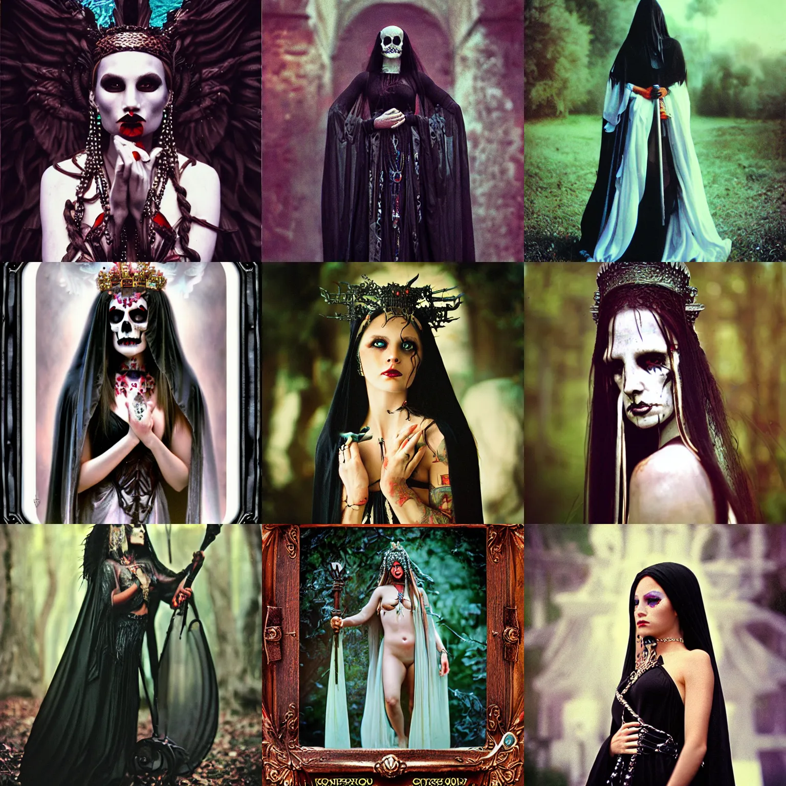 Prompt: cinestill 5 0 d candid photographic portrait, goddess of death, by anne stokes