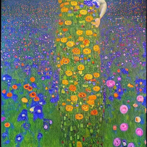 Image similar to morning glory flower, by gustav klimt