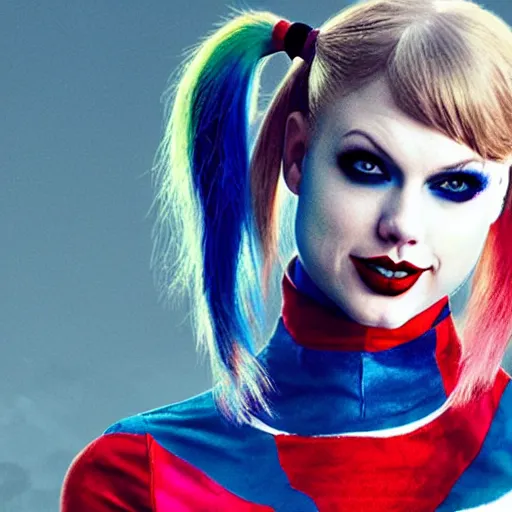 Prompt: taylor swift as harley quinn from suicide squad