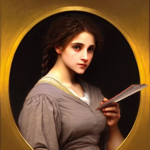 Image similar to Painting of Hermione Granger by William Adolphe Bouguereau. Sunset. Extremely detailed. 4K. Award winning.