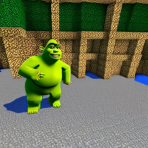 Image similar to shrek in minecraft