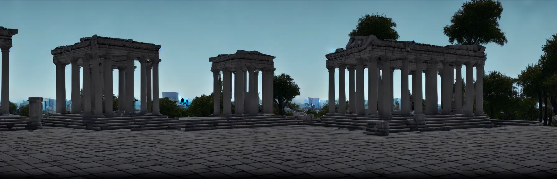 Prompt: Mausoleum at Halicarnassus, scenic view; very detailed, by Francisco Goya, Moebius; artstation, unreal engine 5