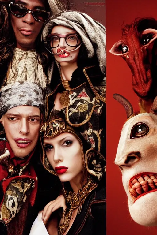 Image similar to dolce & gabbana campaign featuring jar jar binks as a female cowgirl, long eyeslashes, huge juicy lips, big seductive eyes, shot by mario testino, realistic vfx simulation