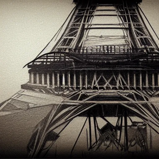 Image similar to close up blackpool tower, pencil sketch, realistic shaded, fine details, realistic shaded lighting poster by greg rutkowski