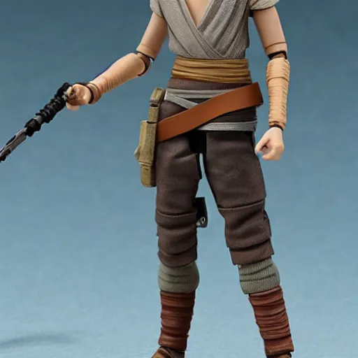 Prompt: Rey from Star Wars as an action figure.