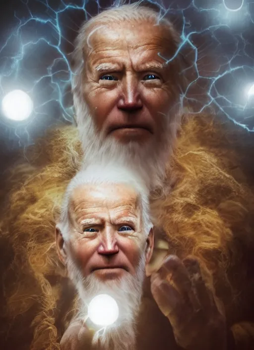 Image similar to hyper realistic ultra realistic blind seer photo furious glowing eyes biden, high quality photo, detailed , 8k