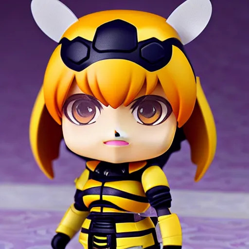 Image similar to closeup painting of cute bee nendoroid with themed armor, portrait, hyperdetailed, artstation, cgsociety, 8 k, by tangerine dream