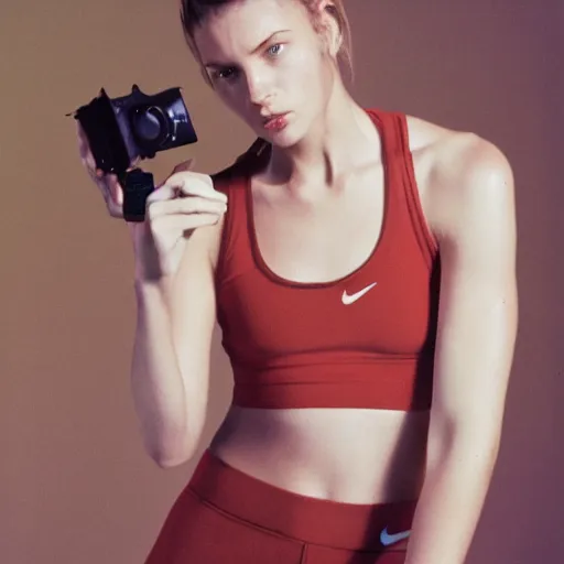 Prompt: realistic photoshoot for a new nike lookbook, color film photography, portrait of a beautiful person, in style of Thurstan Redding, 35mm, graflex