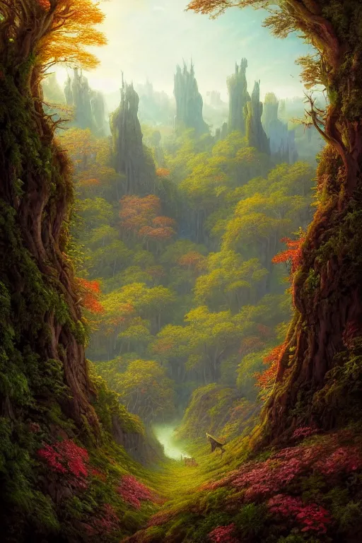 Image similar to a beautiful digital illustration painting of a detailed gothic fantasy valley and forest faerie fey unseelie, by benoit b. mandelbrot, steven belledin, martin johnson heade, lee madgwick, caspar david friedrich, and david rios ferreira. 8 k resolution trending on artstation concept art digital illustration