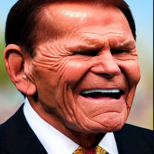 Image similar to kenneth copeland on his knees praying, surrounded by gold and money