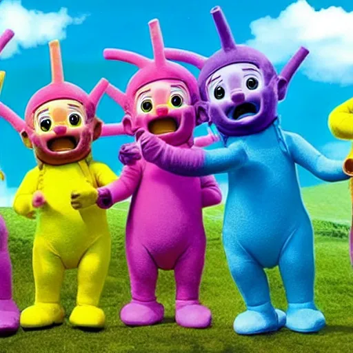 Prompt: cursed Teletubbies