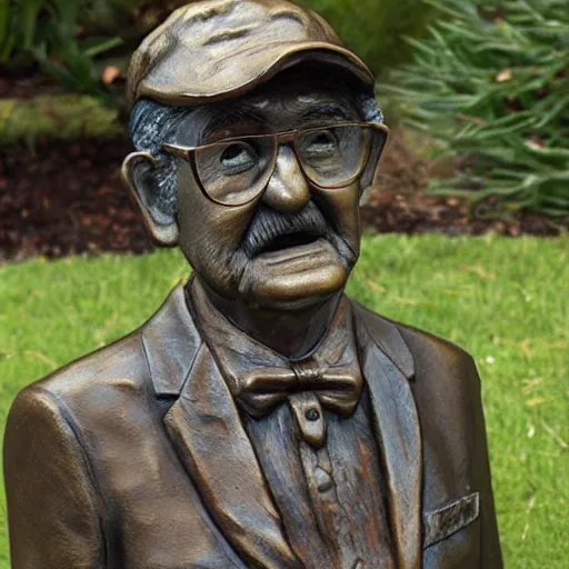 Image similar to Grunkle Stan, realistic bronze sculpture