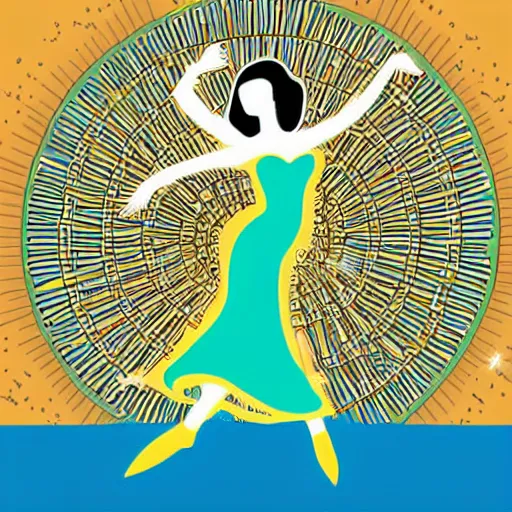 Image similar to a highly detailed vector illustration of a beautiful woman dancing