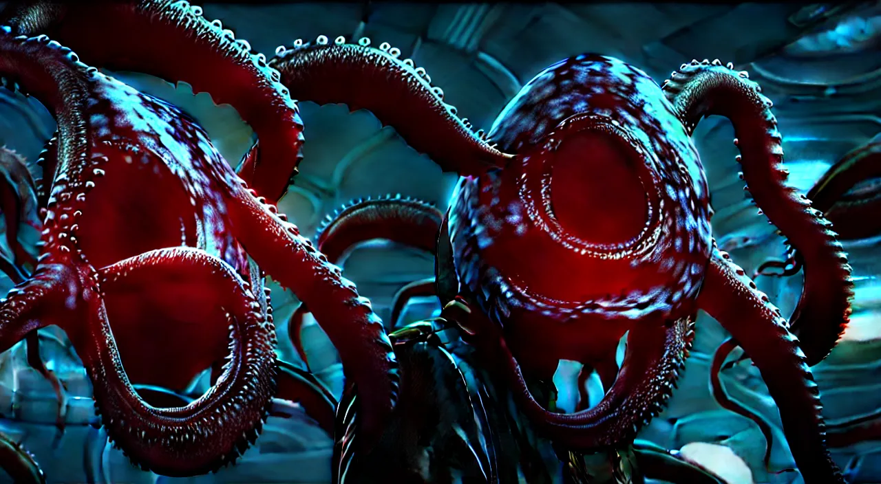 Image similar to gary busey, tentacles, horror video game, sci fi horror, alien ( 1 9 7 9 ), body horror, unreal engine, octane render, depth of field, cycles render, hd