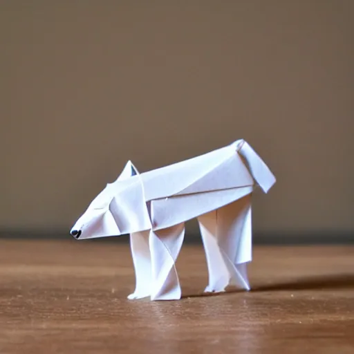 Image similar to polarbear made of origami, diorama