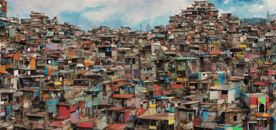 Prompt: favela argentinian by antonio berni. artstation