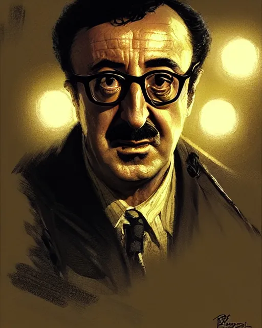 Image similar to peter sellers as inspector clouseau sneaking at night, pulp character portrait, ultra realistic, concept art, intricate details, highly detailed by greg rutkowski, gaston bussiere, craig mullins, simon bisley