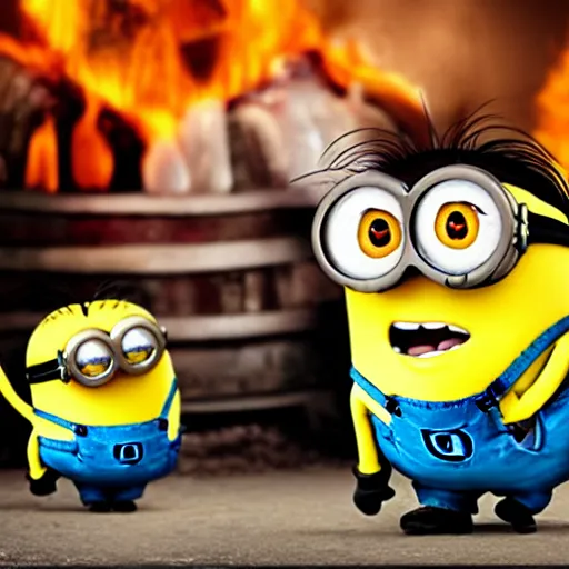 Prompt: minion on fire