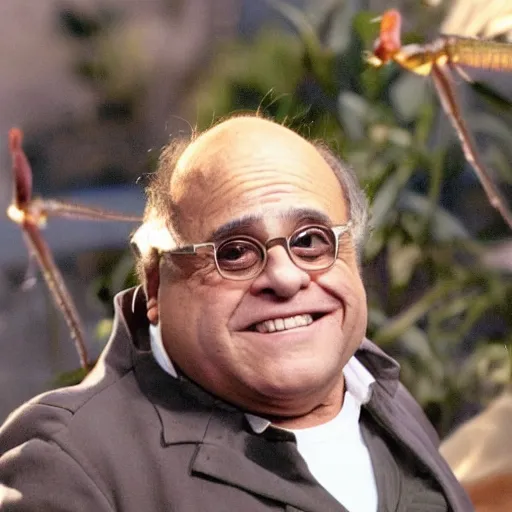 Prompt: Danny devito as a mantis man