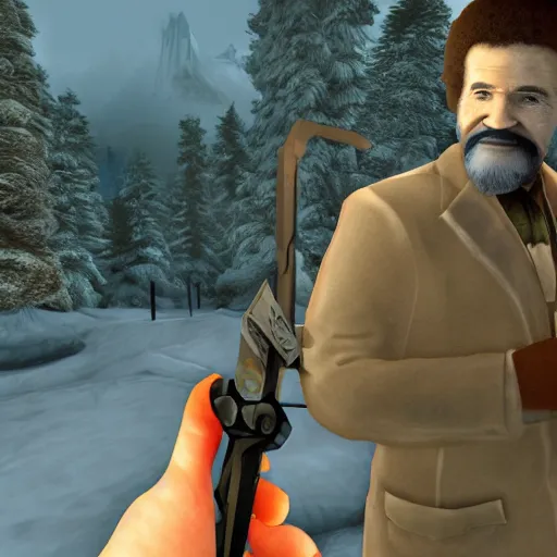 Prompt: bob ross in half life 2