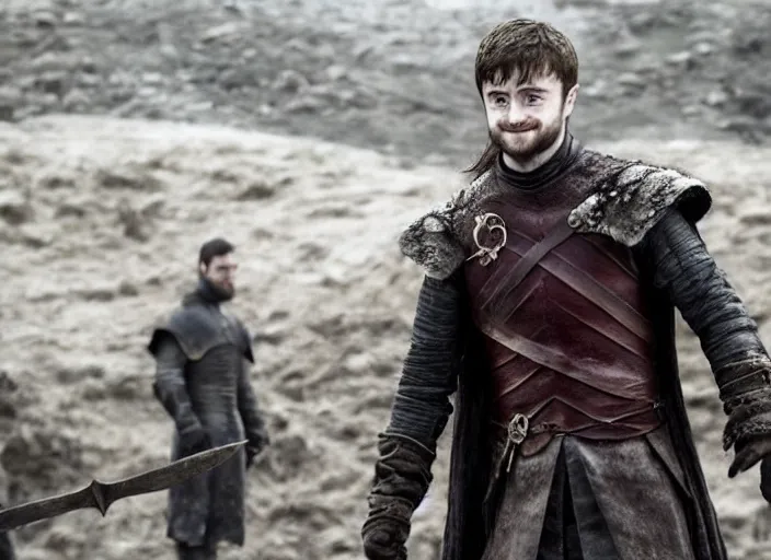 Image similar to daniel radcliffe as gelthinors in game of thrones, live action film, cinematic photo, clear hd image