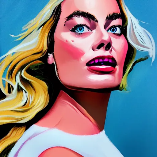 Image similar to !dream Margot robbie, Illustration, Acrylic Paint, 4k