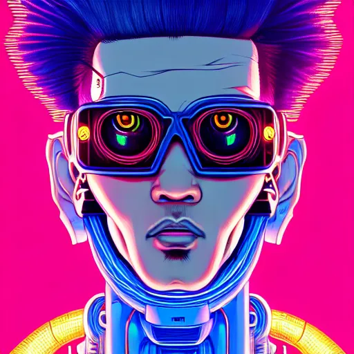 Image similar to portrait painting of a cyberpunk jackson wang, sharp focus, award - winning, trending on artstation, masterpiece, highly detailed, intricate. art by josan gonzales and moebius and deathburger