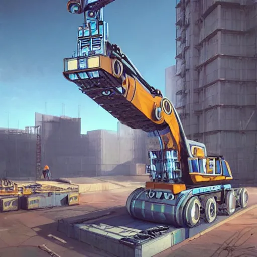 Prompt: friendly looking construction robot truck waiting at a construction site : : by beeple and james gilleard and justin gerard : :, centered, artstation, smooth, sharp focus, photoreal octane render, 3 d, by jean - baptiste monge!!!!!!!