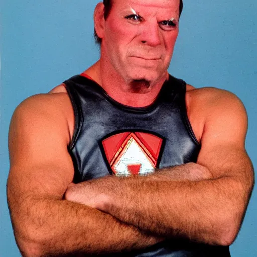 Image similar to Sears portrait studio photo of 1980's World Wrestling Federation villain named 'Wild Turkey'