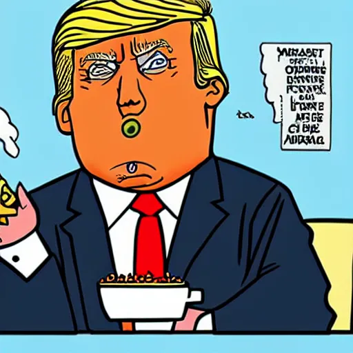 Prompt: close - up portrait of donald trump eating a missile, by chris ware